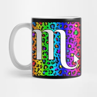 Scorpio Zodiac Horoscope Rainbow Leopard Print Square Monogram Mug